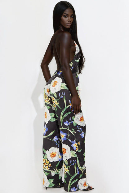 Feeling Uplifted Satin Jumpsuit - Black/combo