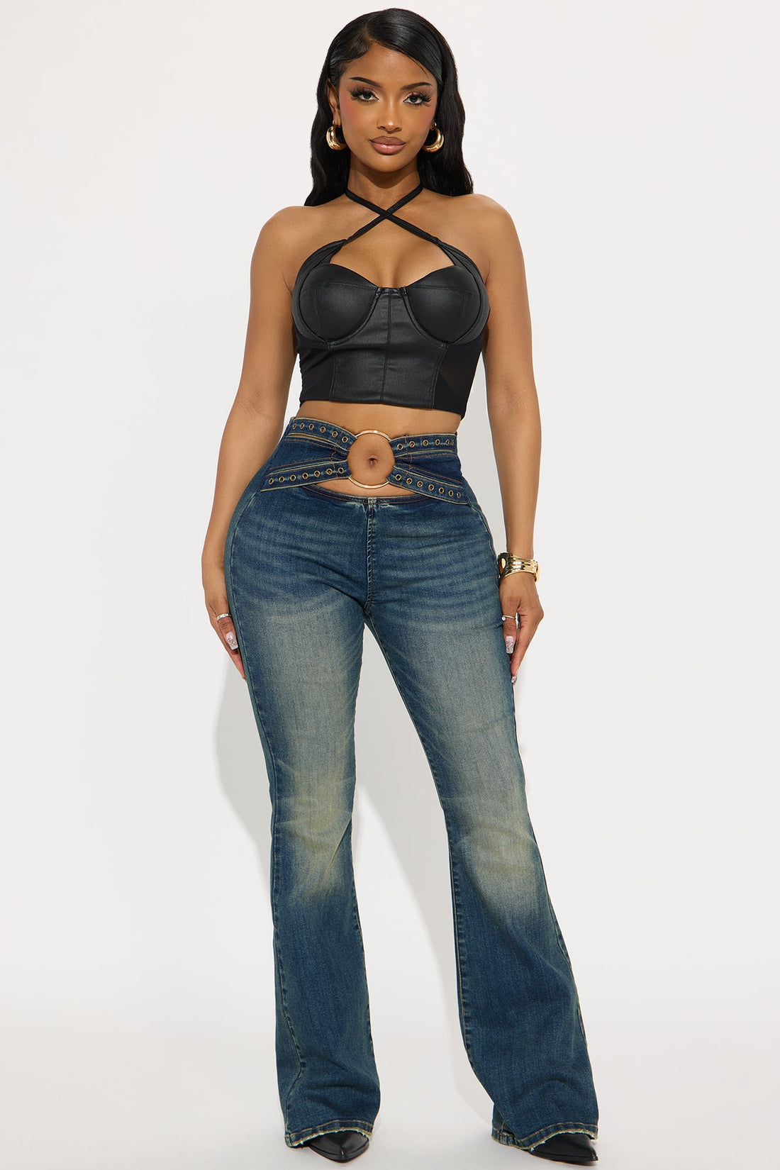 Set The Tone Low Rise Flare Jeans - Medium Wash