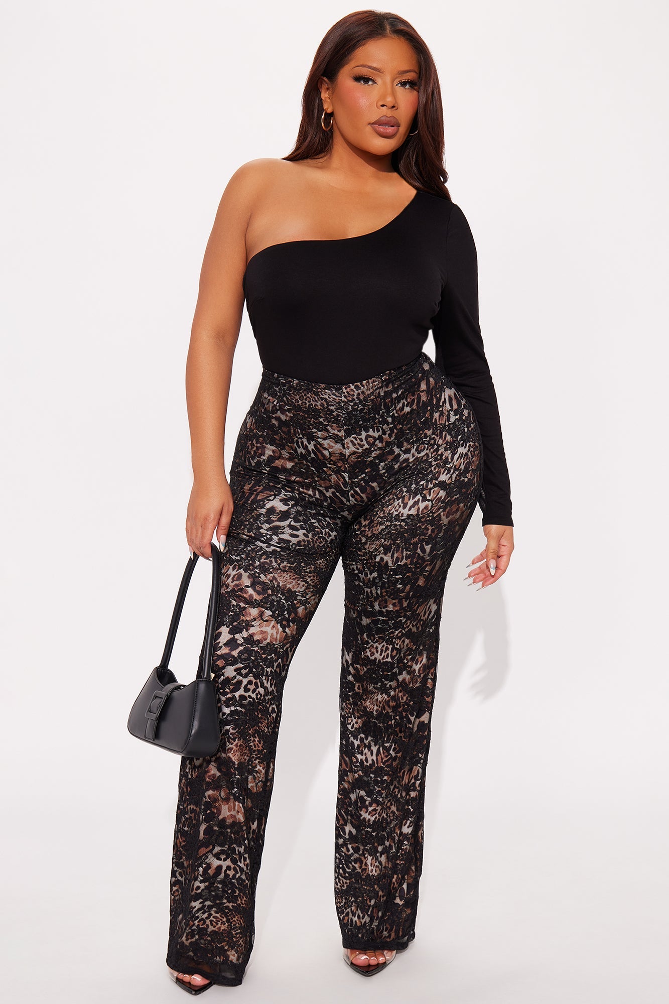 Juniper Long Sleeve One Shoulder Bodysuit - Black