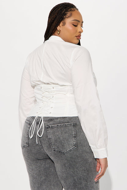 Your New Obsession Poplin Corset Shirt - White