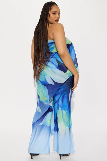 Danielle Flowy Floral Jumpsuit - Blue