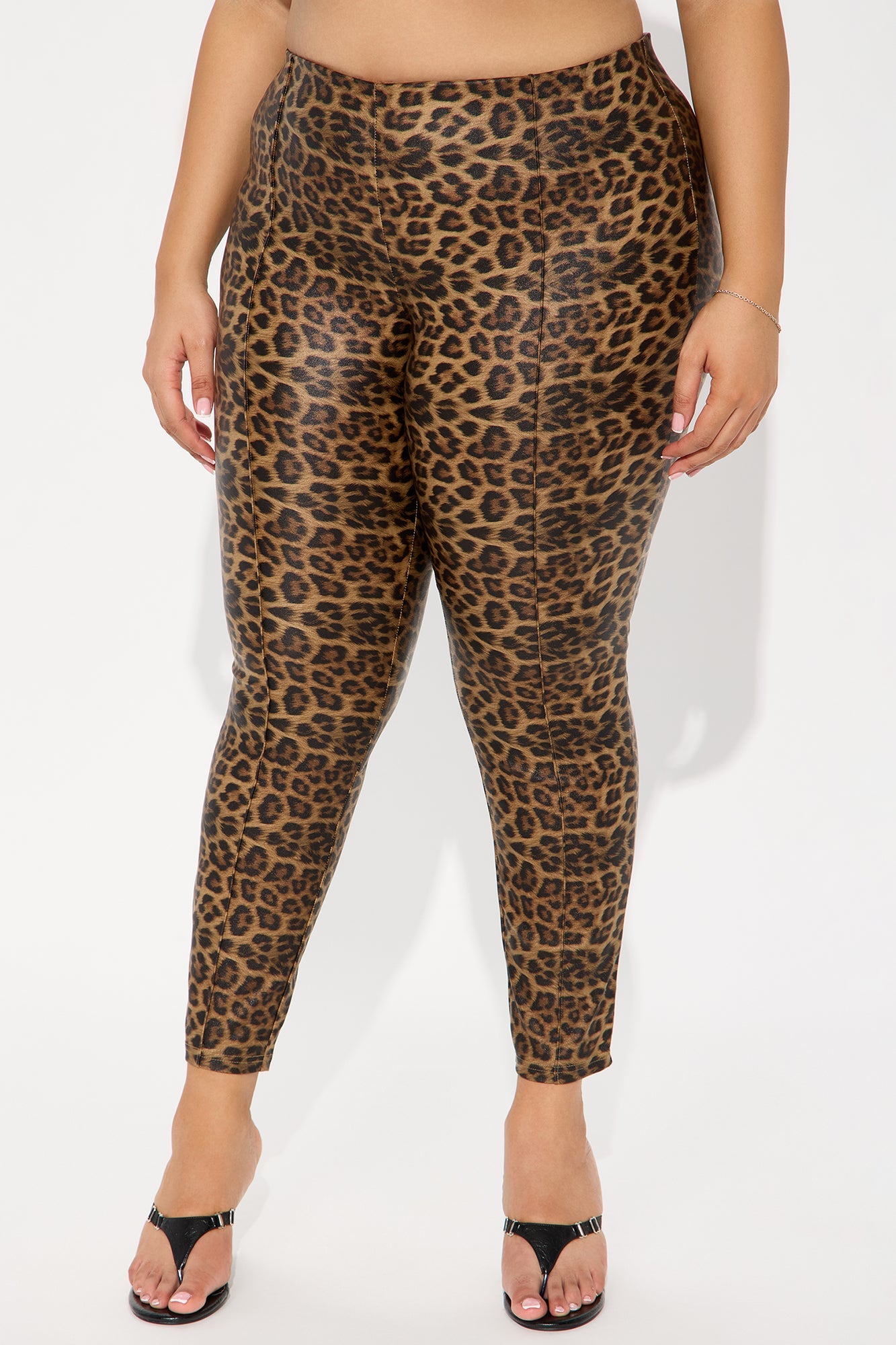 On The Hunt Leopard Faux Leather Cigarette Pant - Brown Combo