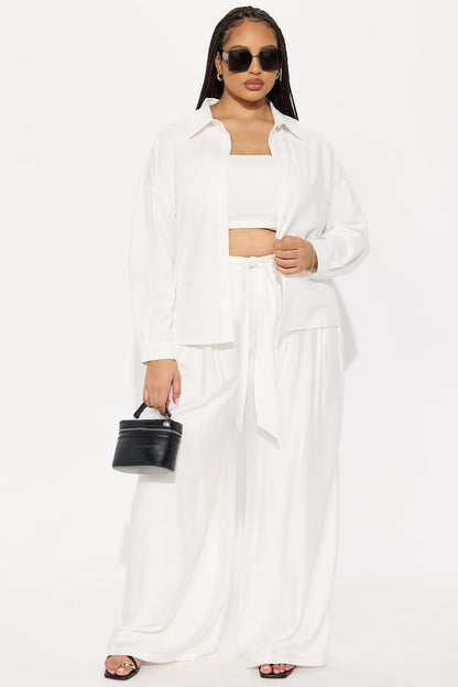 Summer Somewhere Linen Shirt - White