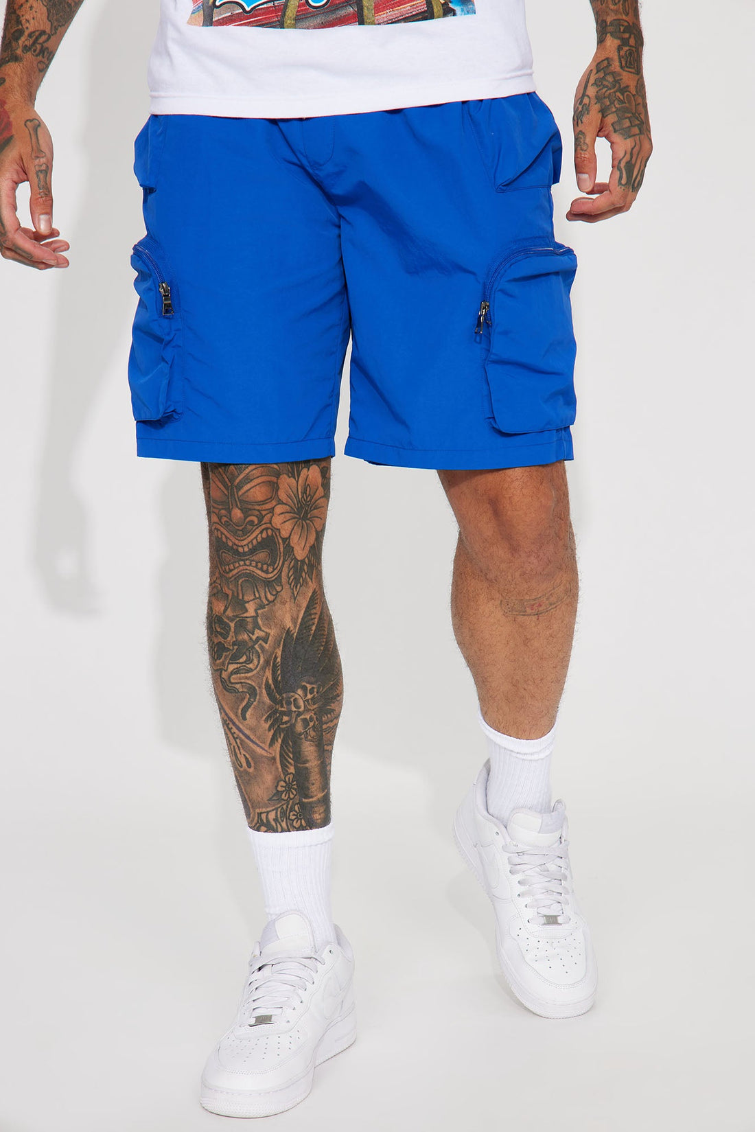 All This And That Nylon Cargo Shorts - Royal