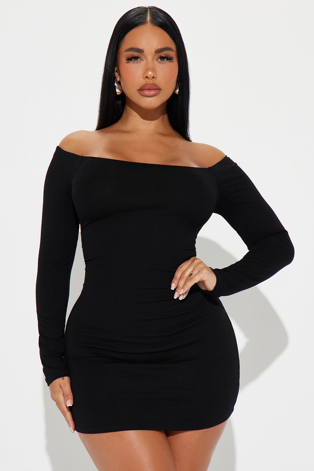 My Go To Off Shoulder Mini Dress - Black