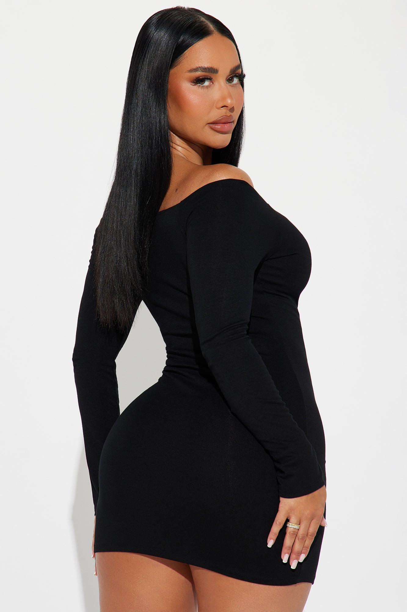 My Go To Off Shoulder Mini Dress - Black