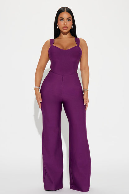 Over The Top Bandage Jumpsuit - Plum
