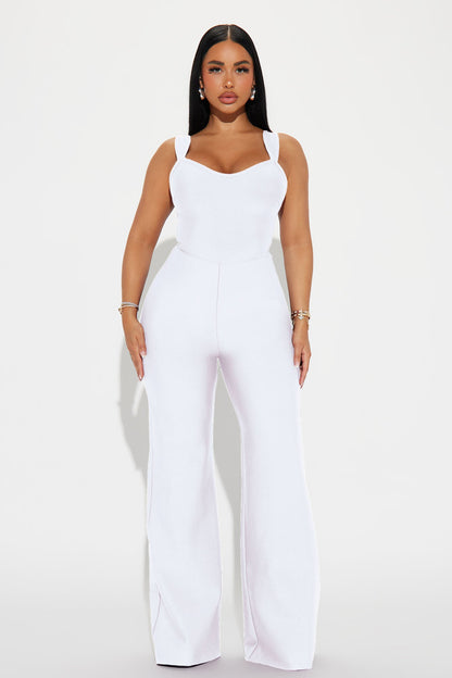 Over The Top Bandage Jumpsuit - White
