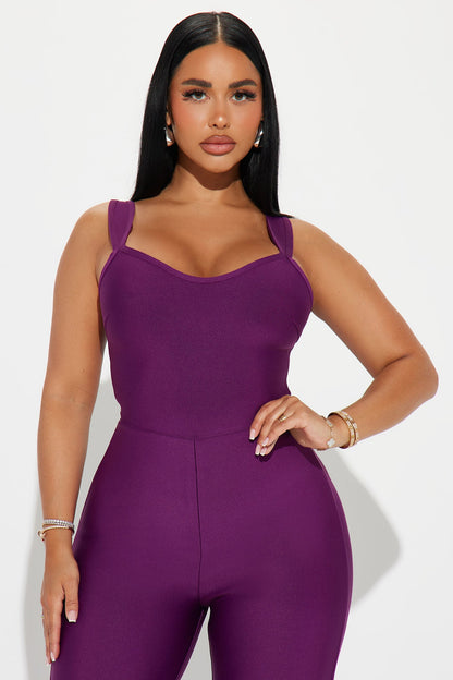 Over The Top Bandage Jumpsuit - Plum
