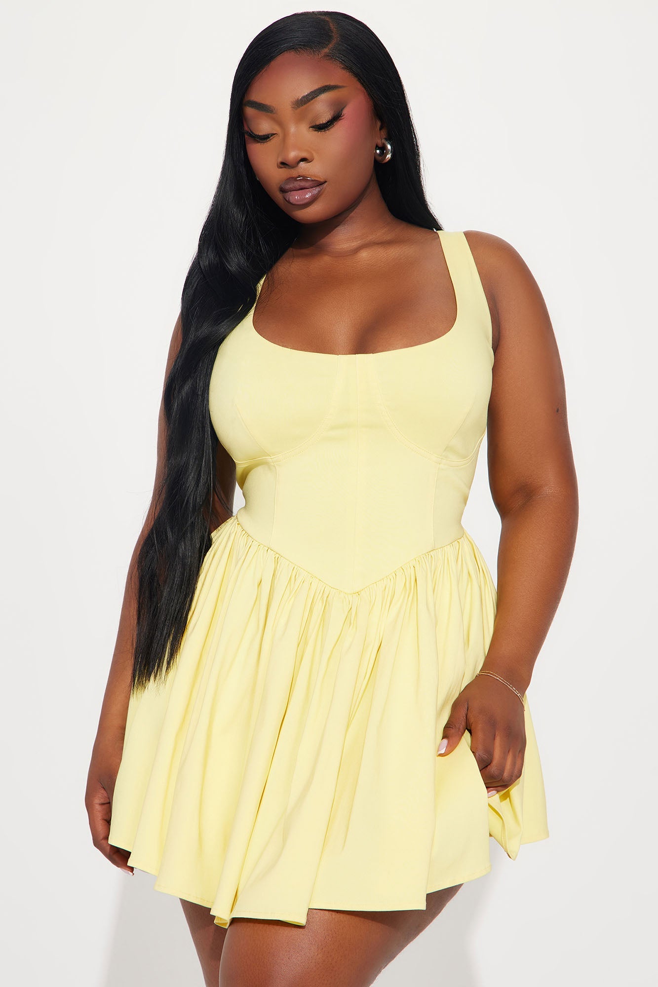 Valentine Twill Mini Dress - Yellow