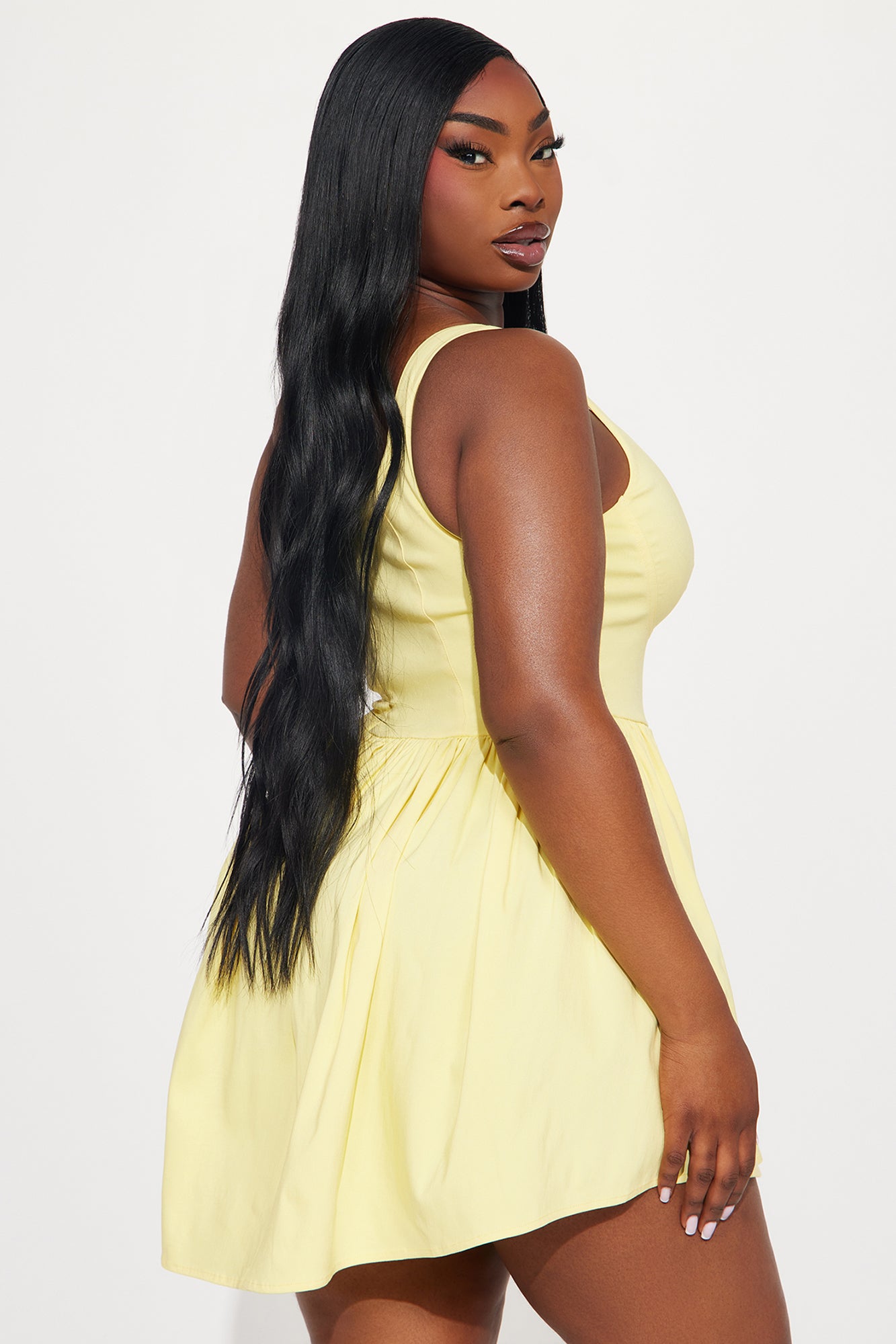 Valentine Twill Mini Dress - Yellow