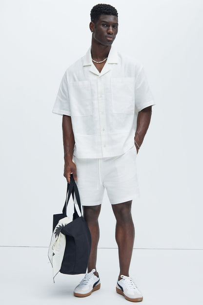 Bahamas Linen Cuban Boxy Shirt - White