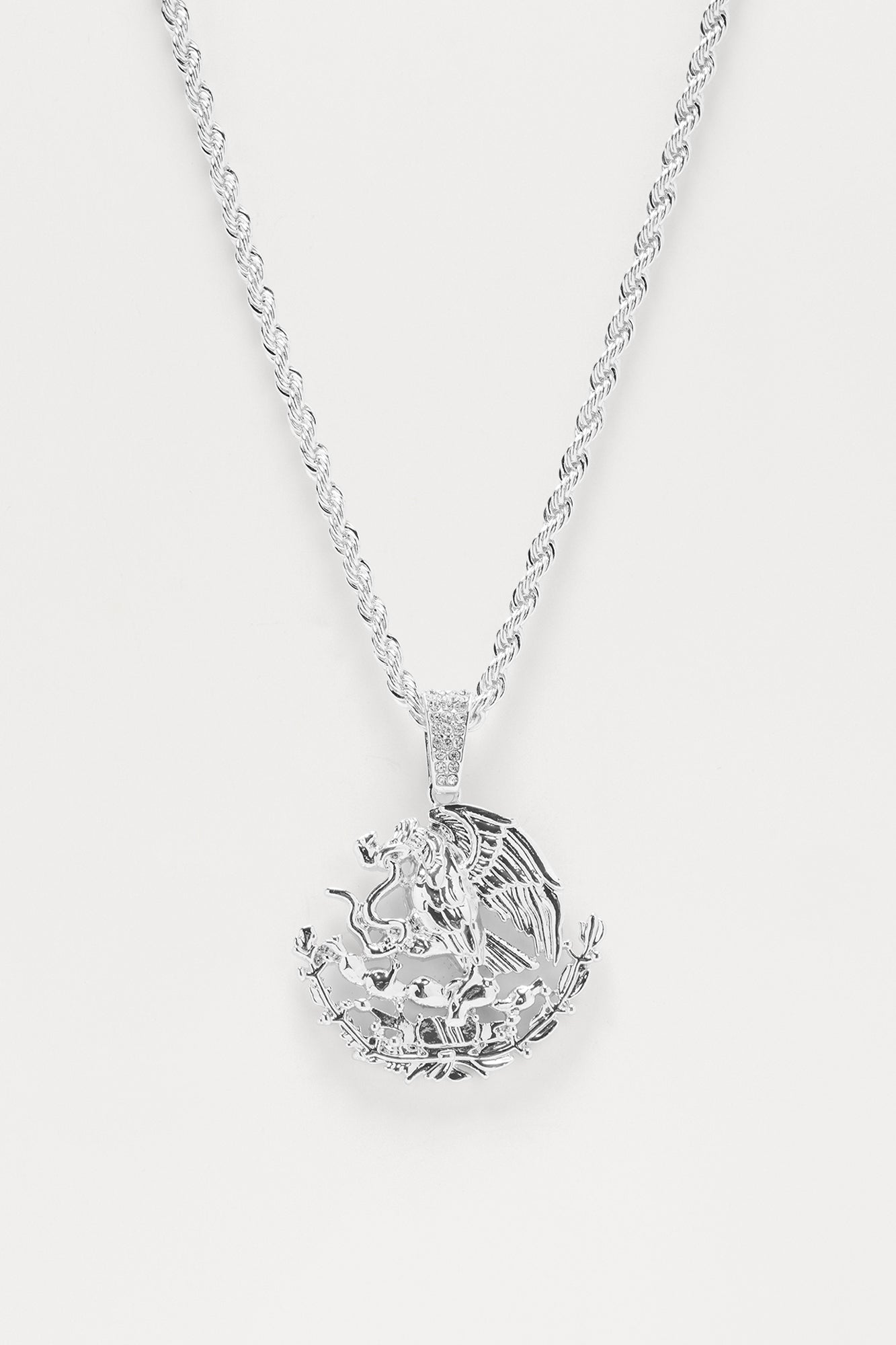 Mexico Eagle Pendant Necklace - Silver