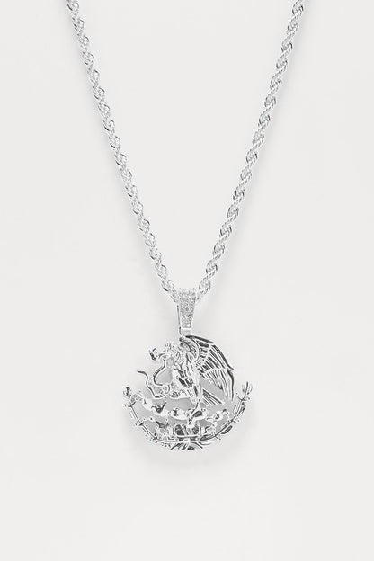 Mexico Eagle Pendant Necklace - Silver