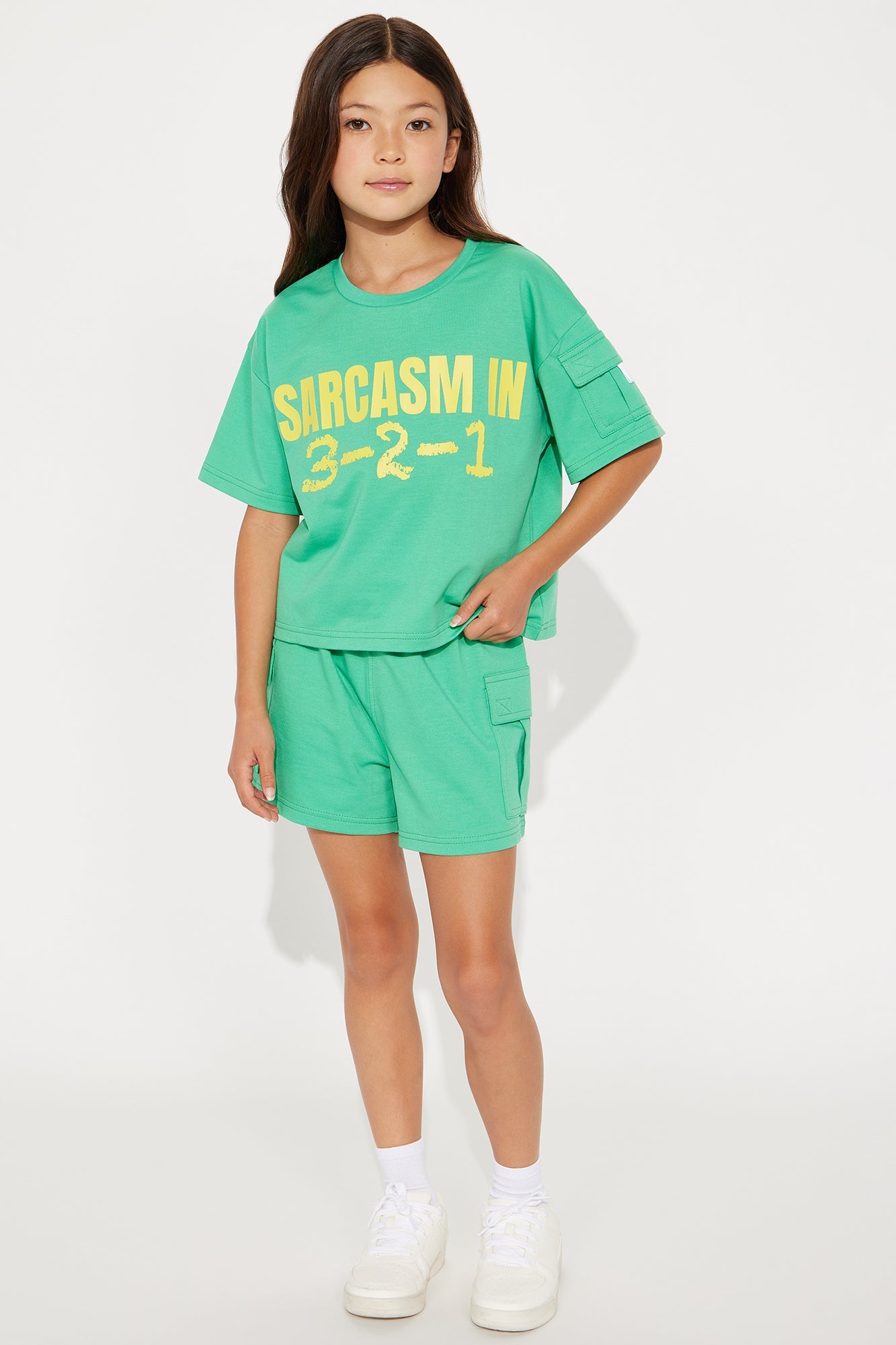 Mini Sarcasm Incoming Short Set - Kelly Green