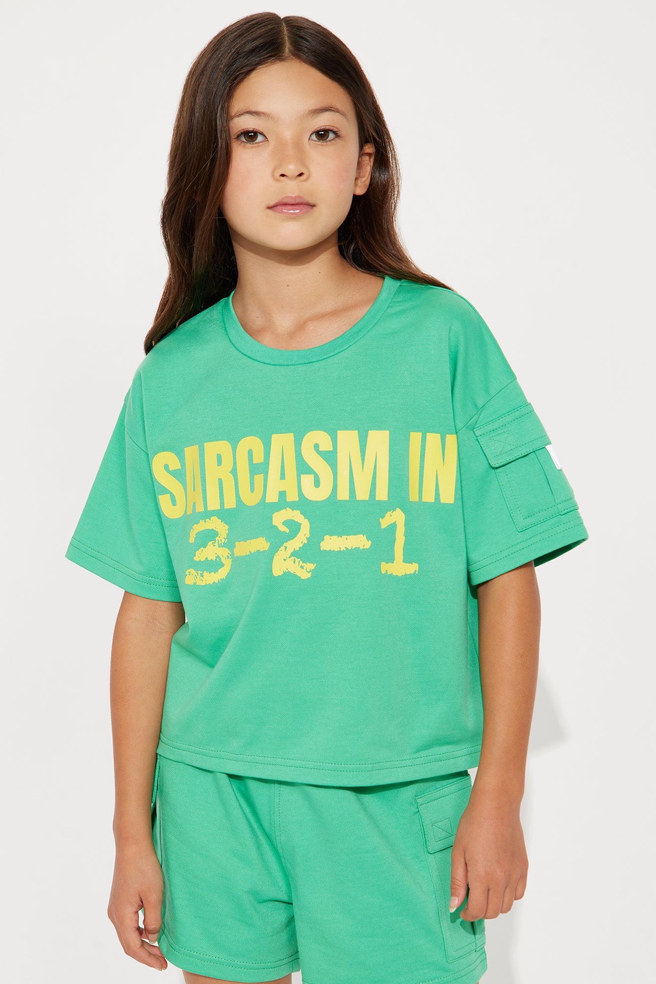 Mini Sarcasm Incoming Short Set - Kelly Green