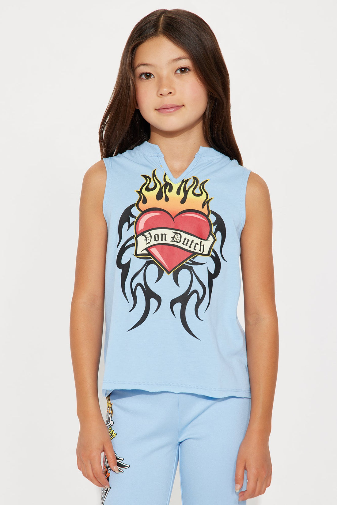 Mini Von Dutch Fiery Heart Muscle Tee - Blue