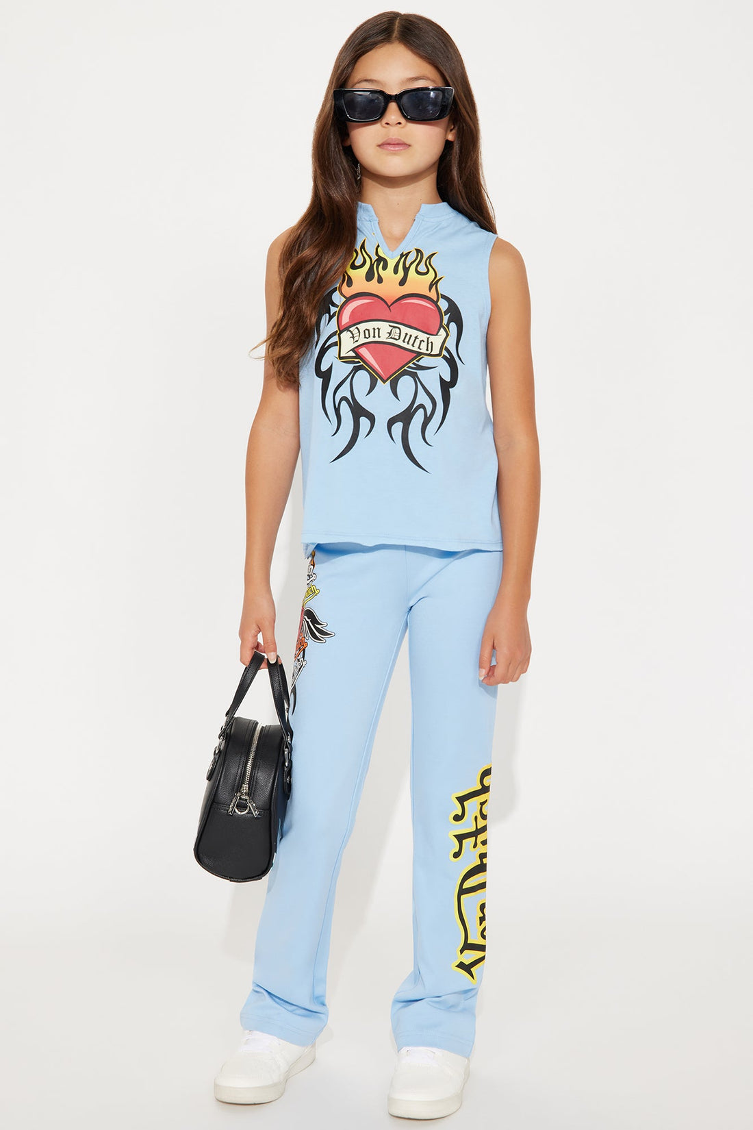 Mini Von Dutch Fiery Heart Flared Pants - Blue