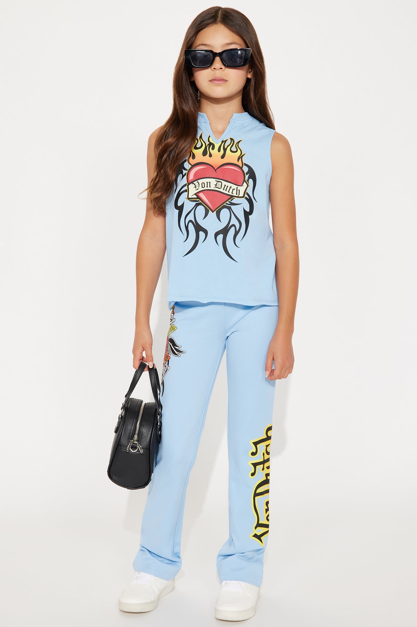 Mini Von Dutch Fiery Heart Flared Pants - Blue