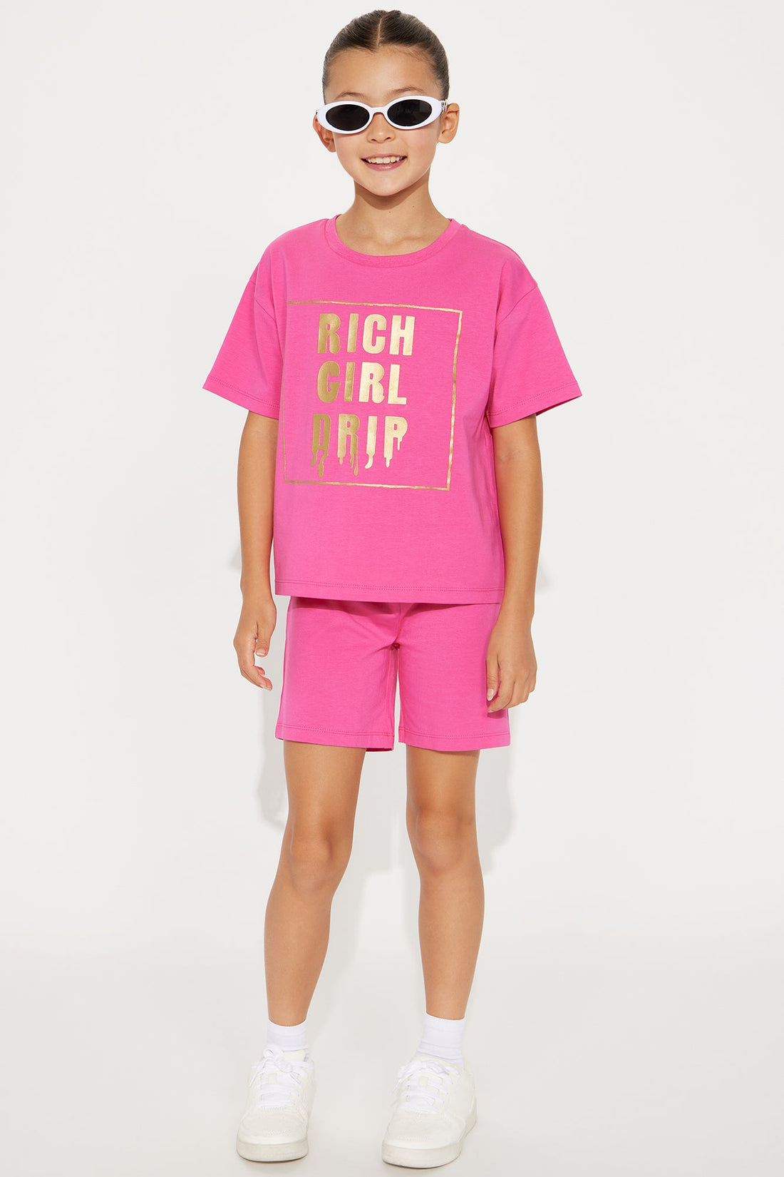 Mini Rich Girl Drip Bike Short Set - Pink