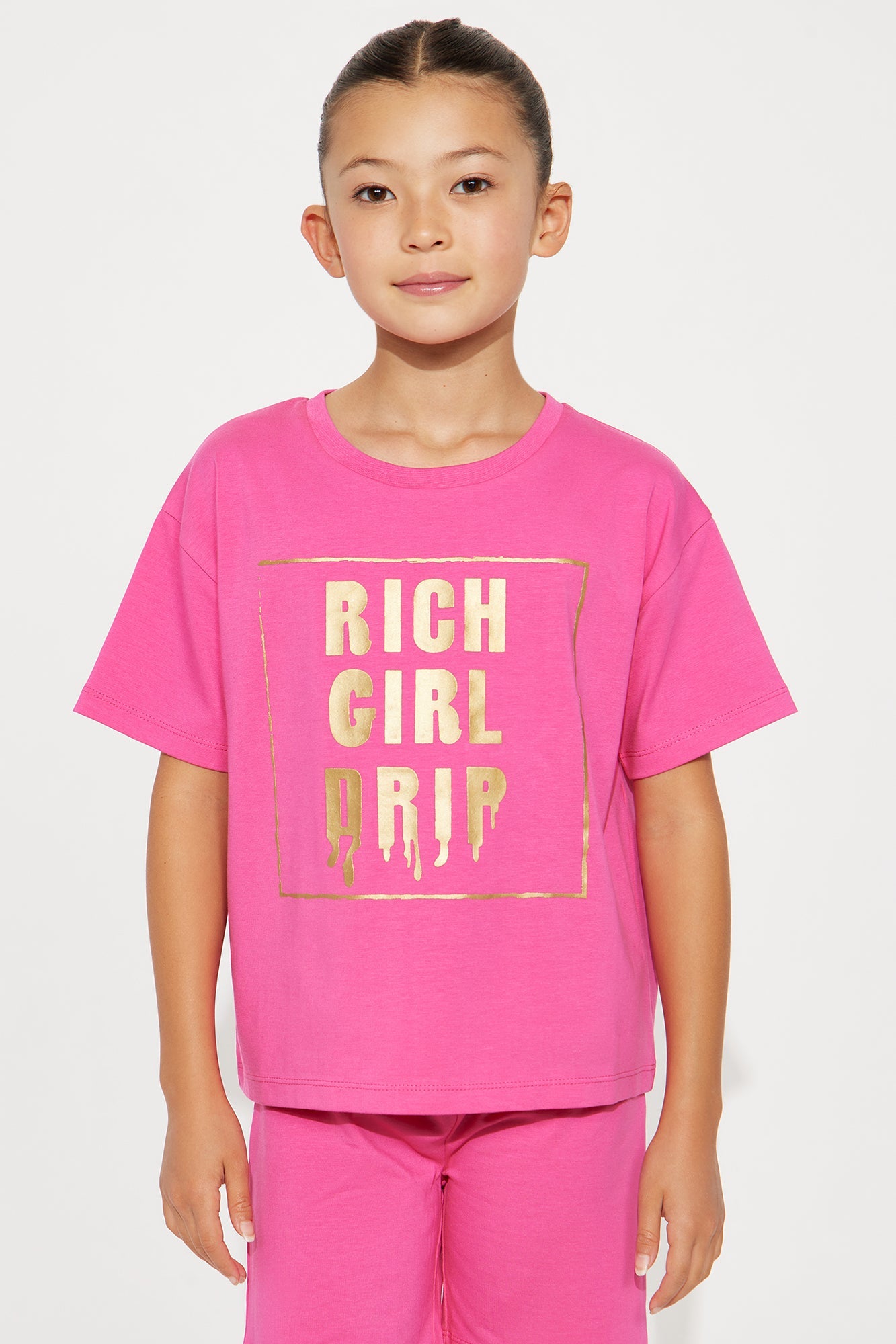 Mini Rich Girl Drip Bike Short Set - Pink