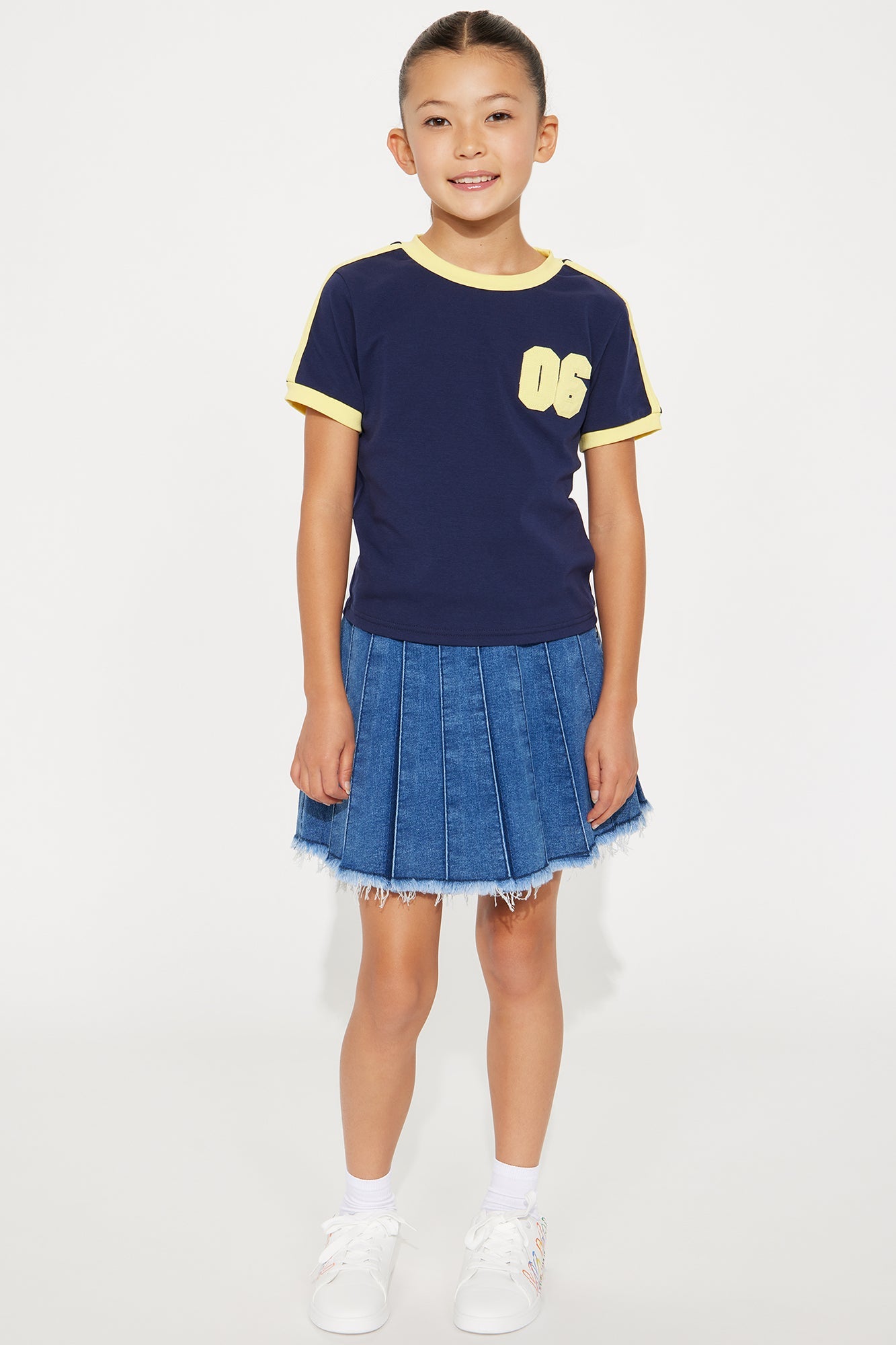 Mini Helen Pleated Mini Skirt - Medium Wash