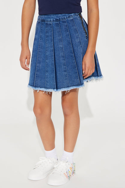 Mini Helen Pleated Mini Skirt - Medium Wash