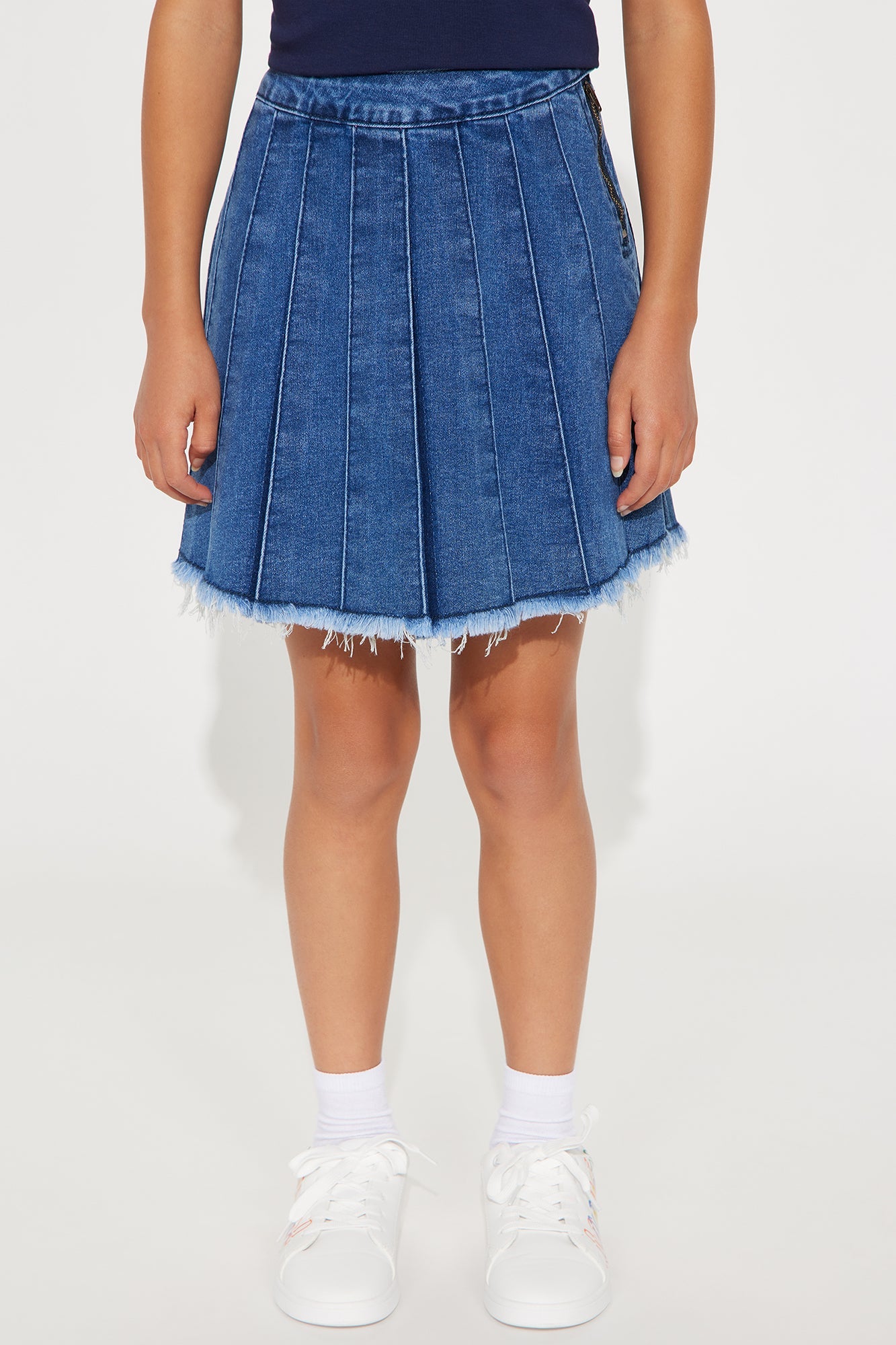 Mini Helen Pleated Mini Skirt - Medium Wash