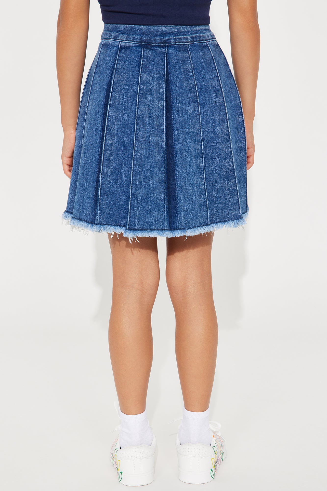 Mini Helen Pleated Mini Skirt - Medium Wash