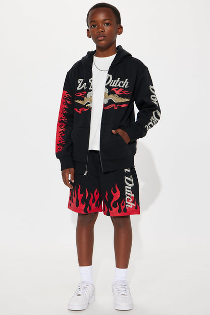 Mini Von Dutch Fire Zip Hoodie - Black