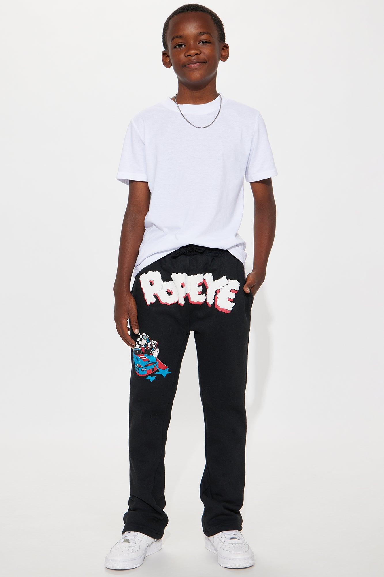 Mini Popeye Racing Flare Fleece Pant - Black
