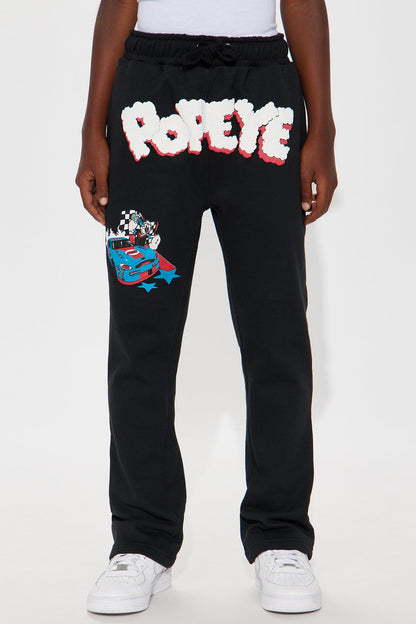 Mini Popeye Racing Flare Fleece Pant - Black