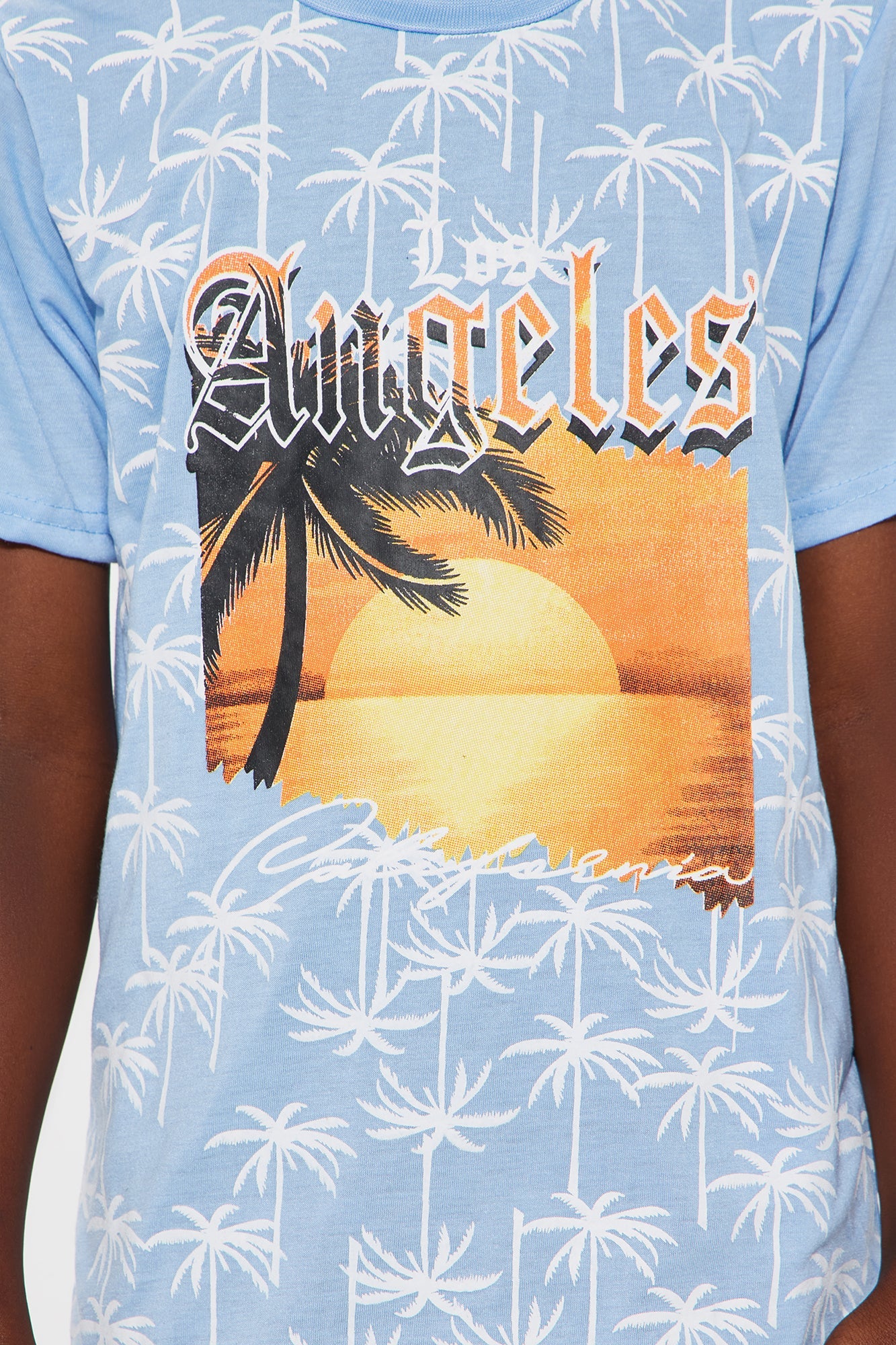 Mini Los Angeles Sunset Graphic Tee And Short Set - Blue/combo