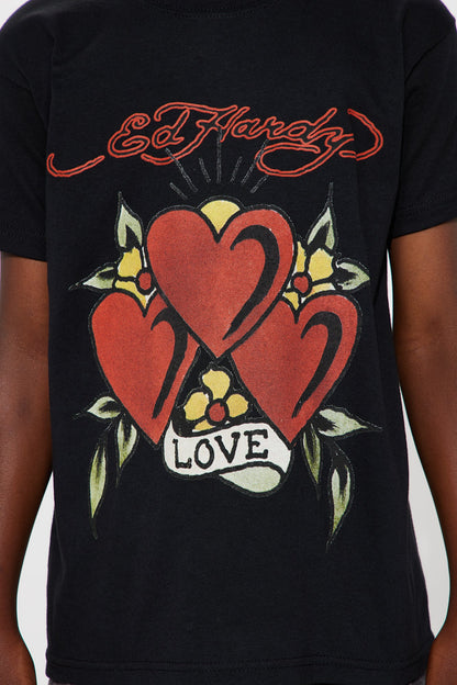 Mini Ed Hardy Only Love Front/Back Graphic T-Shirt - Black