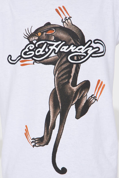 Mini Ed Hardy Panther Claws Front/Back Graphic T-Shirt - White