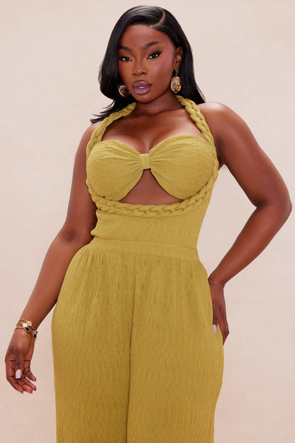 Chelsea Textured Jumpsuit - Olive