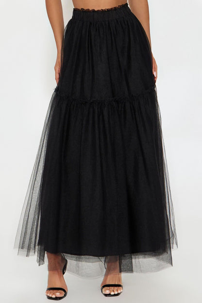 Vivian Sheer Tulle Maxi Skirt - Black