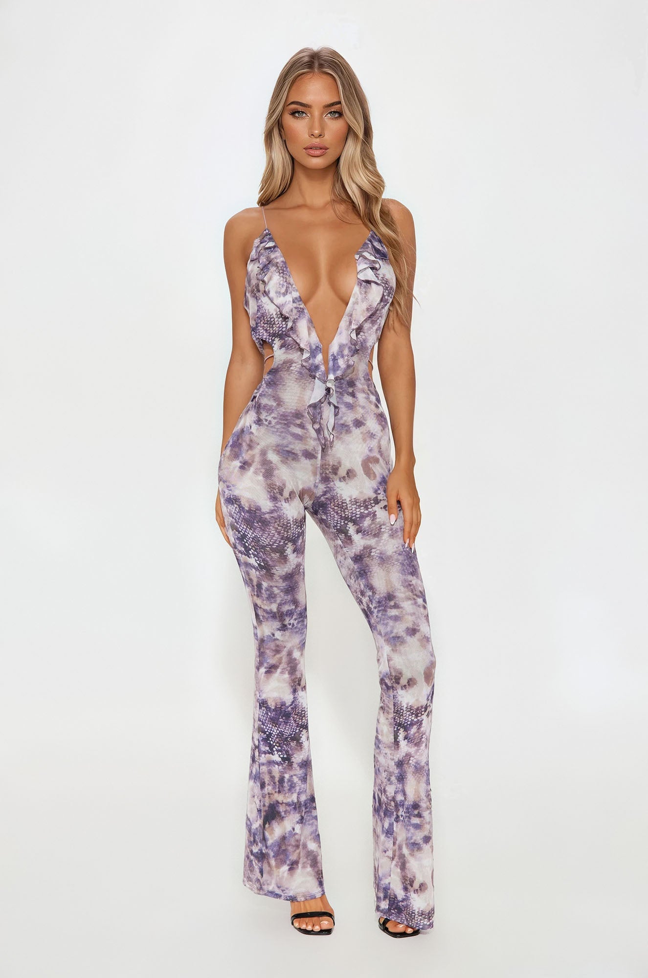Beautiful Prophecy Mesh Halter Jumpsuit - Purple