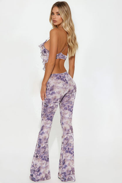 Beautiful Prophecy Mesh Halter Jumpsuit - Purple