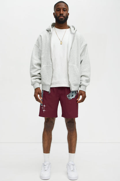 Bad Habits Relaxed Drawstring Shorts - Red