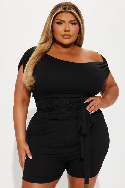 Thinking About You Romper - Black