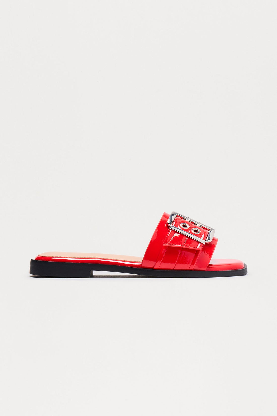 Nyx Buckle Slip On Sandals - Red