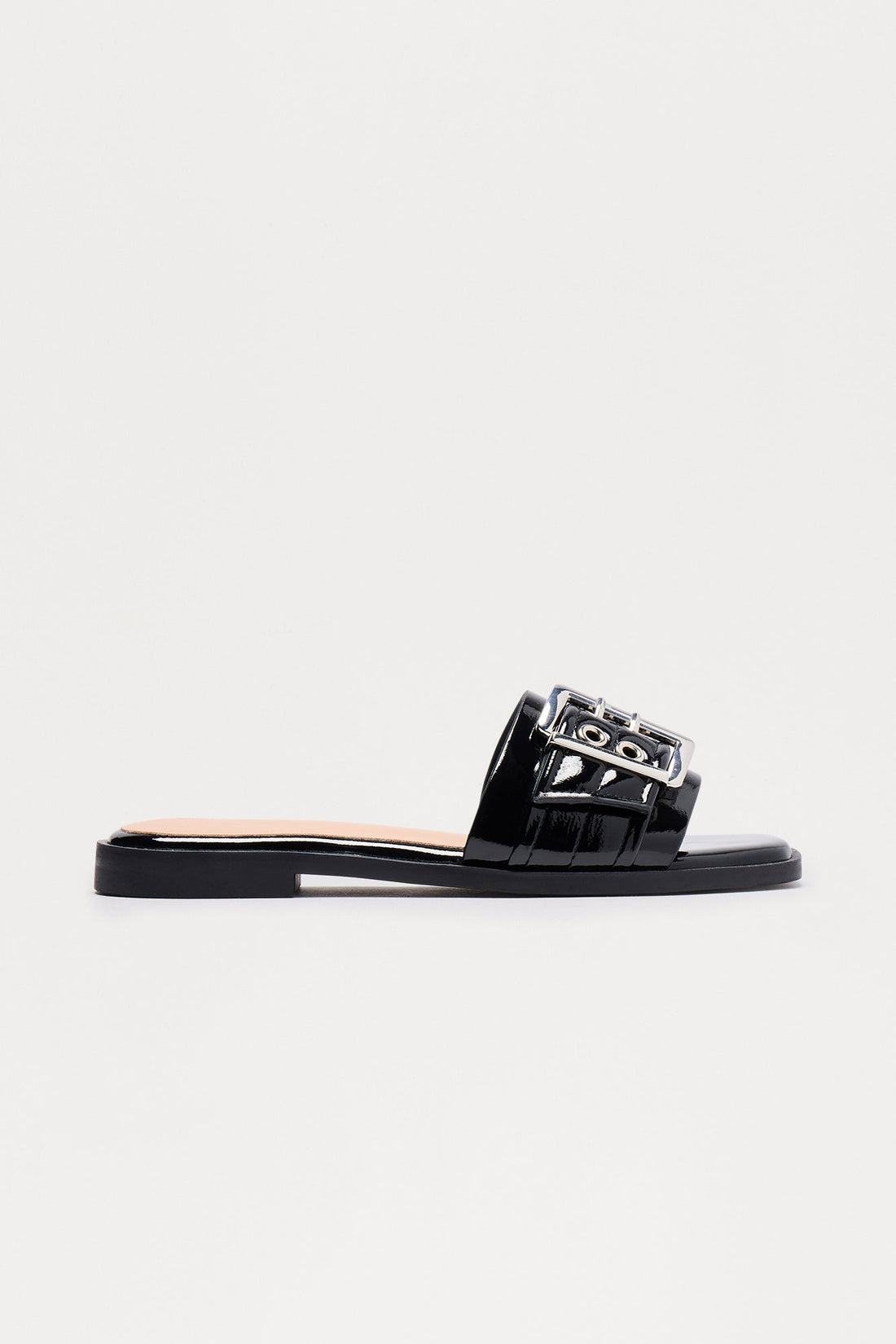 Nyx Buckle Slip On Sandals - Black