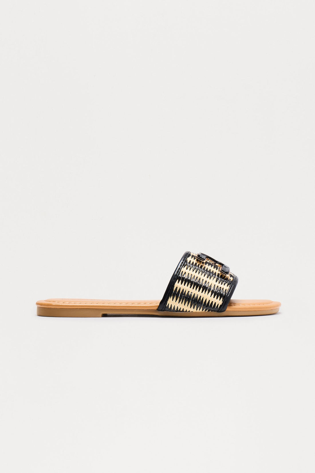 Oahu Woven Sqaure Toe Sandals - Black