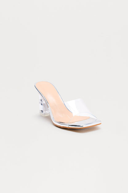 Elora Clear Mules - Silver