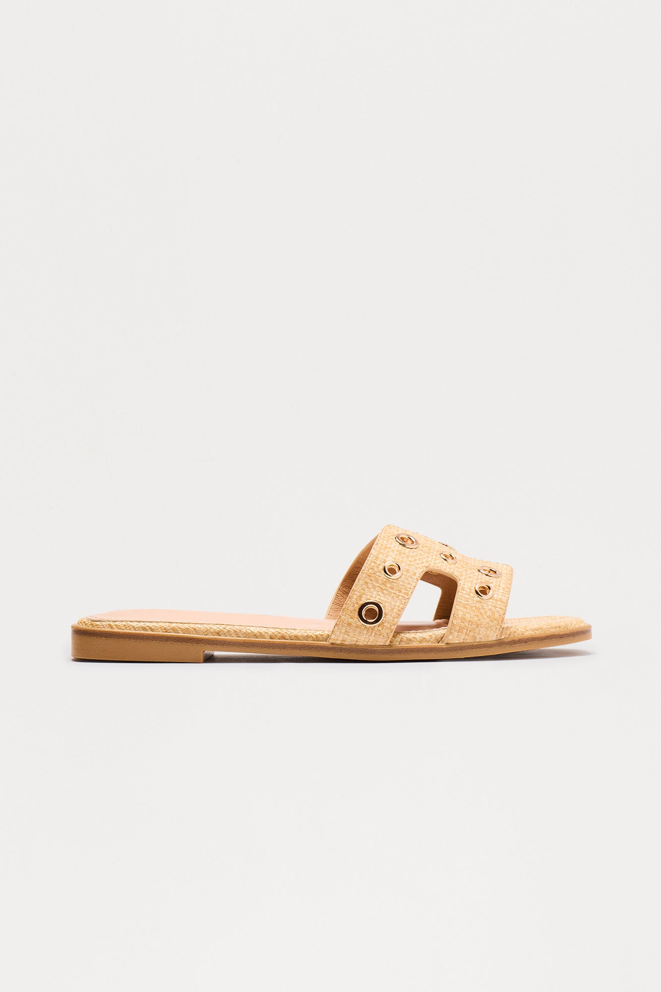 Mandie Grommet Slip On Sandals - Natural