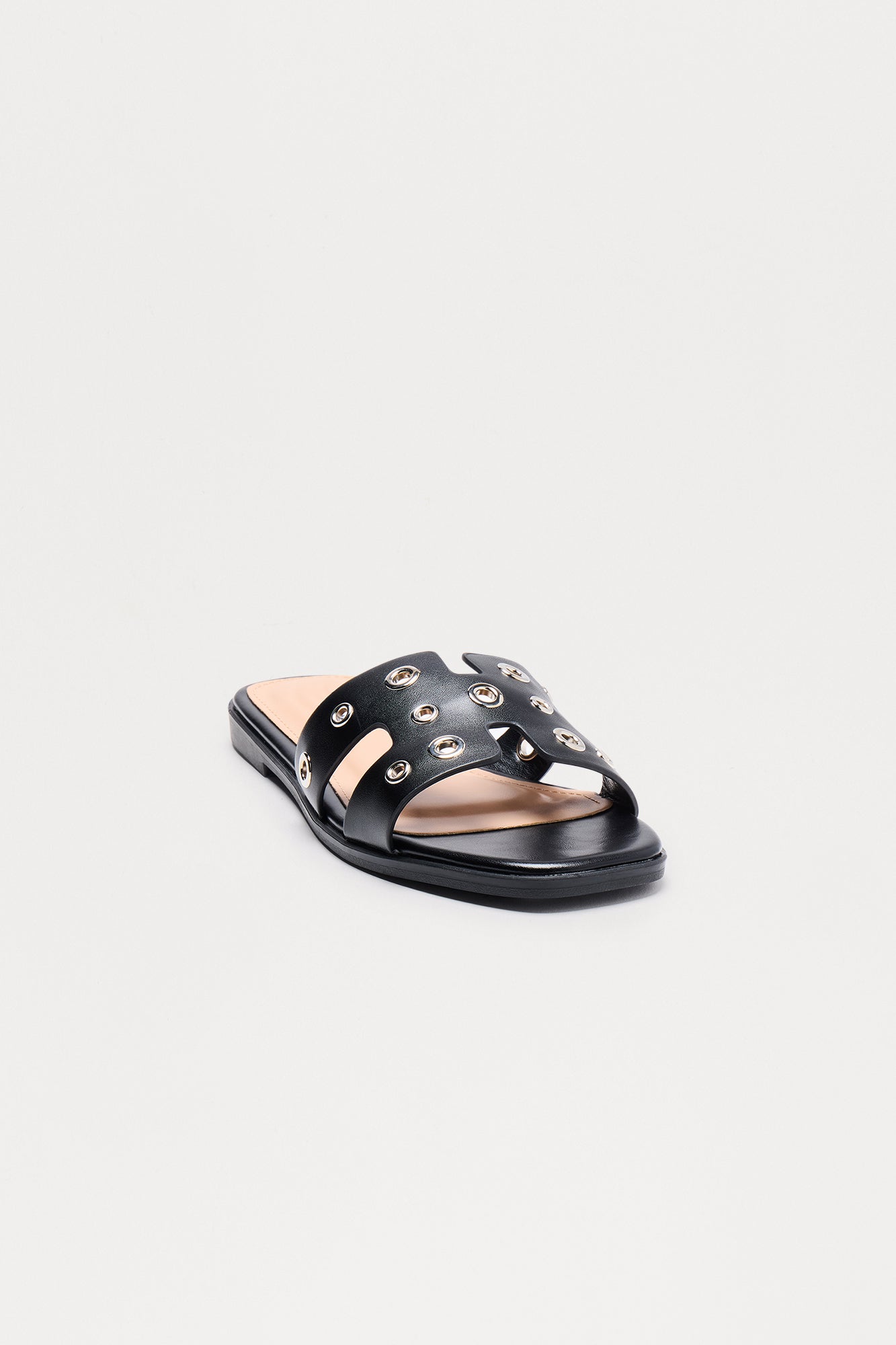 Mandie Grommet Slip On Sandals - Black