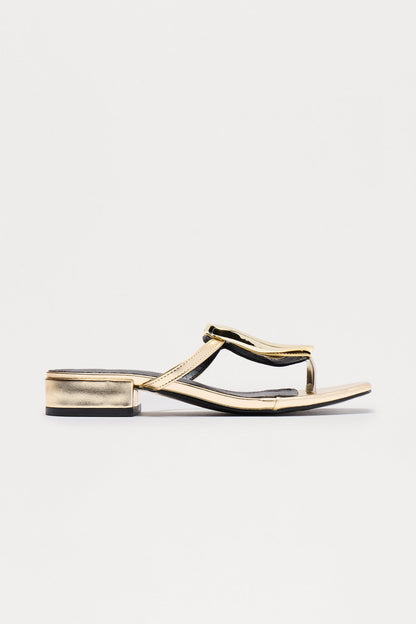 Montie Hardware Flip Flops - Gold