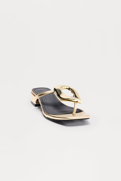 Montie Hardware Flip Flops - Gold
