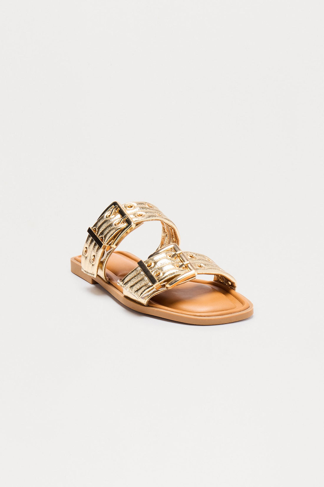 Zuma Buckle Slip On Sandals - Gold